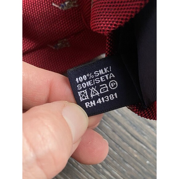 Polo Ralph Lauren Tie Mens RED Hand Made in Italy Silk Polo Player Print - Picture 5 of 7